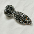 Black White & Peach Speckled Glass Spoon