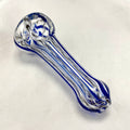 Clear glass pipe with blue accents on a white background