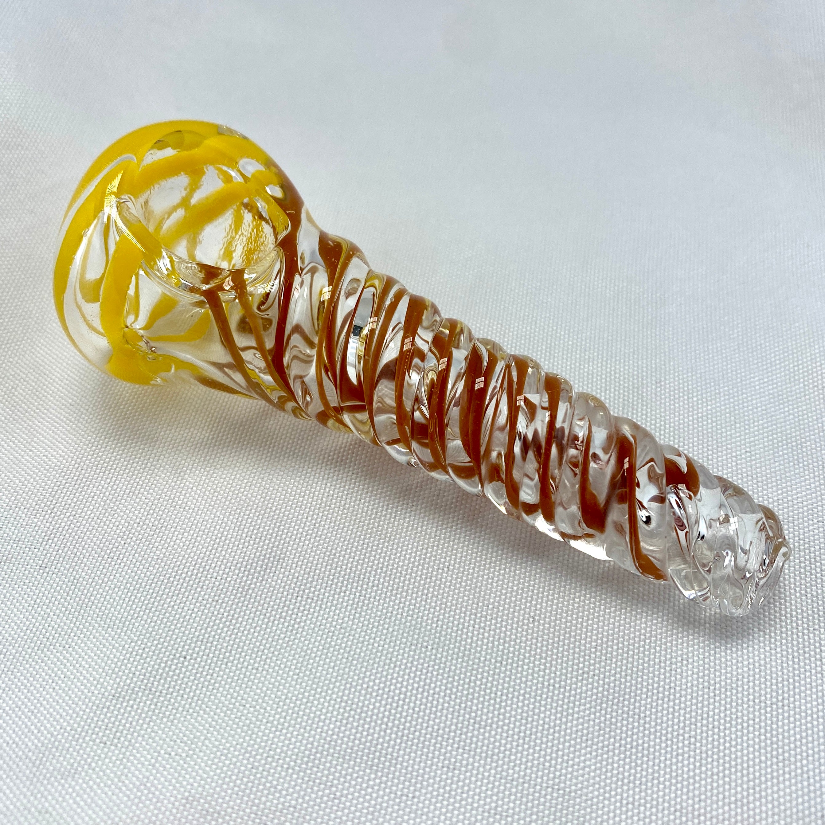 Yellow Orange Spiral Glass Spoon
