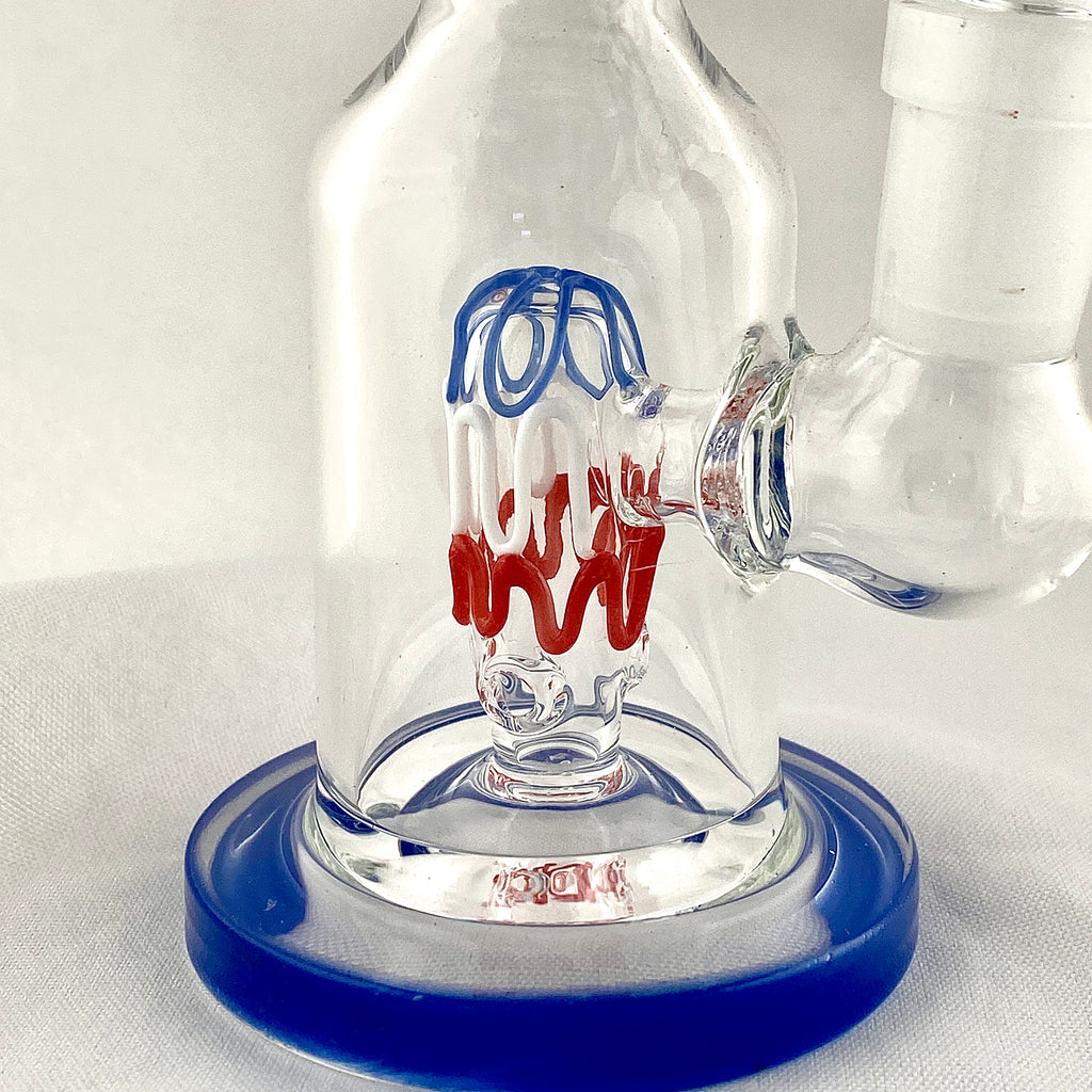 Blue White & Red Squiggle Bubbler
