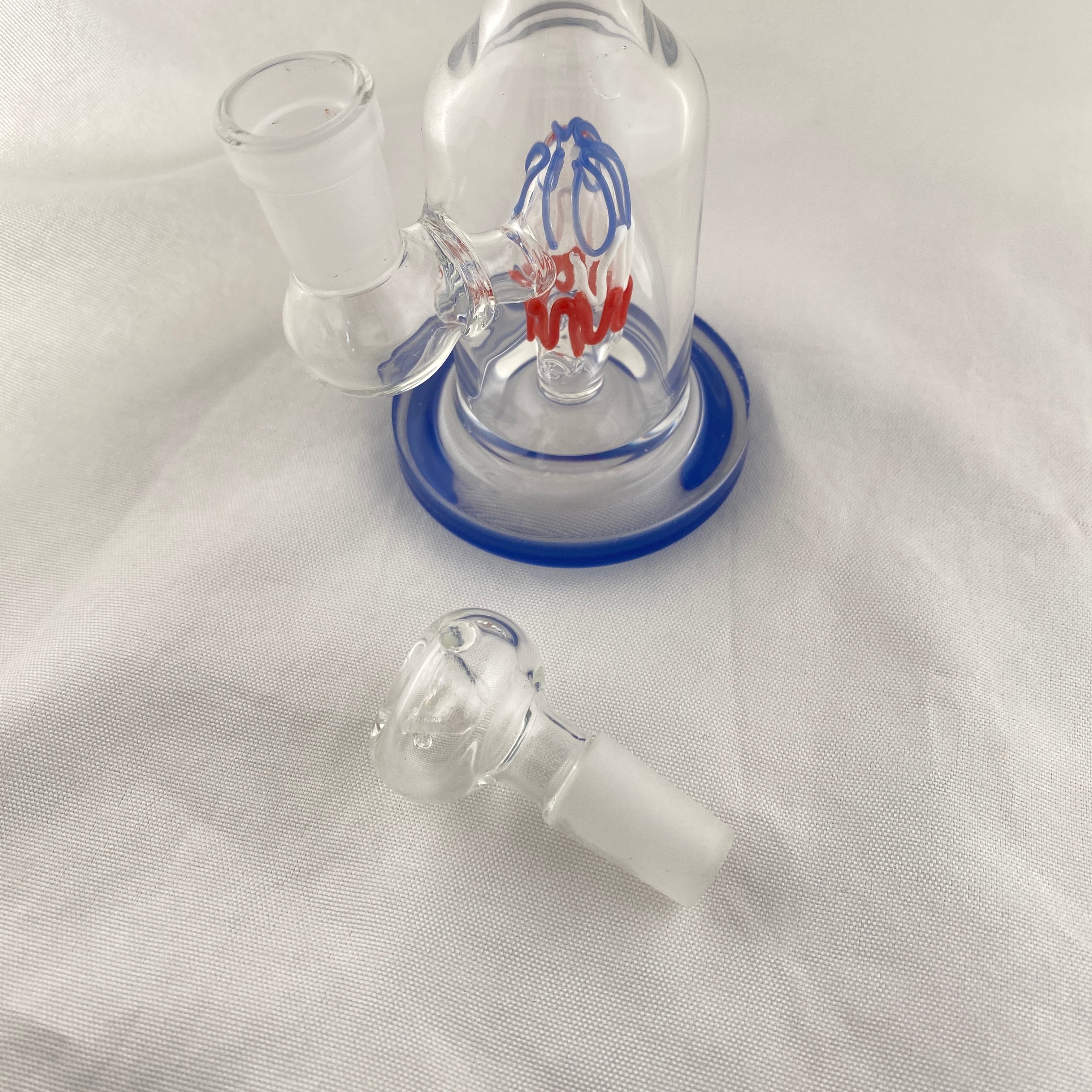 Blue White & Red Squiggle Bubbler