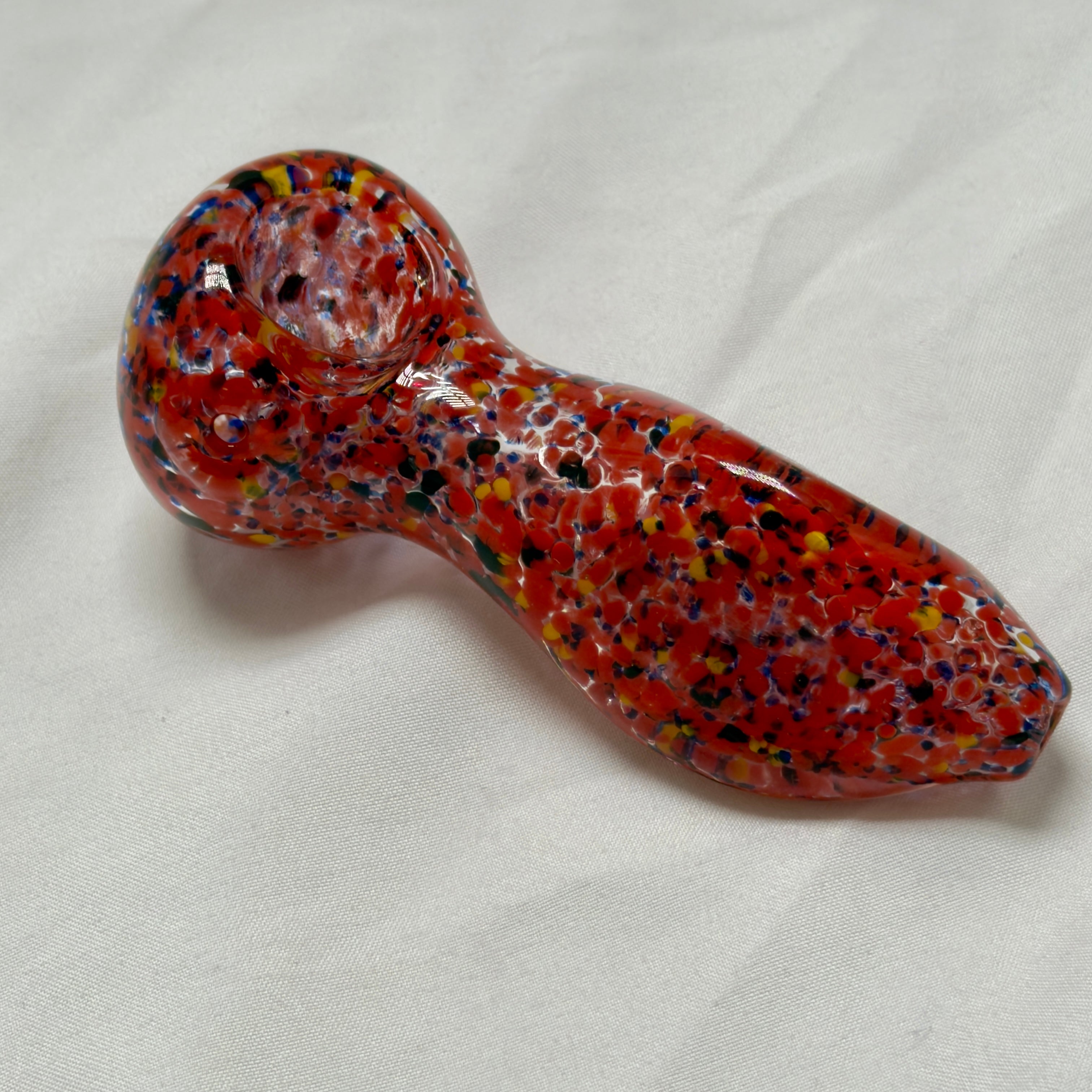 Red Black & Yellow Speckled Glass Spoon