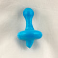 Blue pacifier on a light gray background